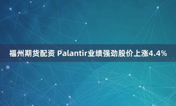 福州期货配资 Palantir业绩强劲股价上涨4.4%